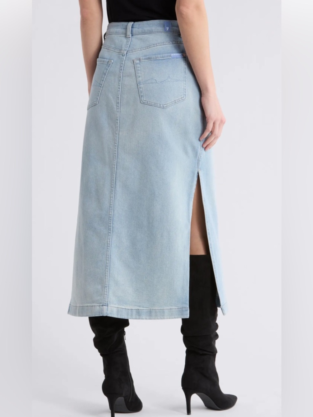 7 For All Mankind Abyss Midi Denim Skirt Women’s Size 29 (NWT)